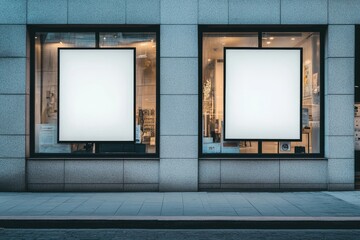 Blank storefront display windows