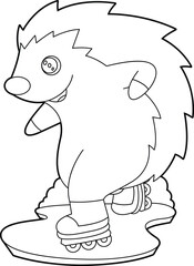 Hedgehog Inline skating Inline skates Animal Vector Graphic Art Illustration
