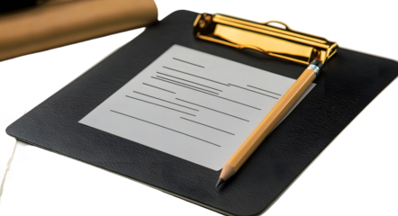 Isolated Clipboard with Checklist and Pencil