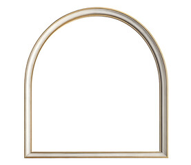 Large arch-shaped mirror with a classic frame isolated with transparent background