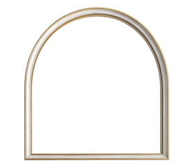 Large arch-shaped mirror with a classic frame isolated with transparent background