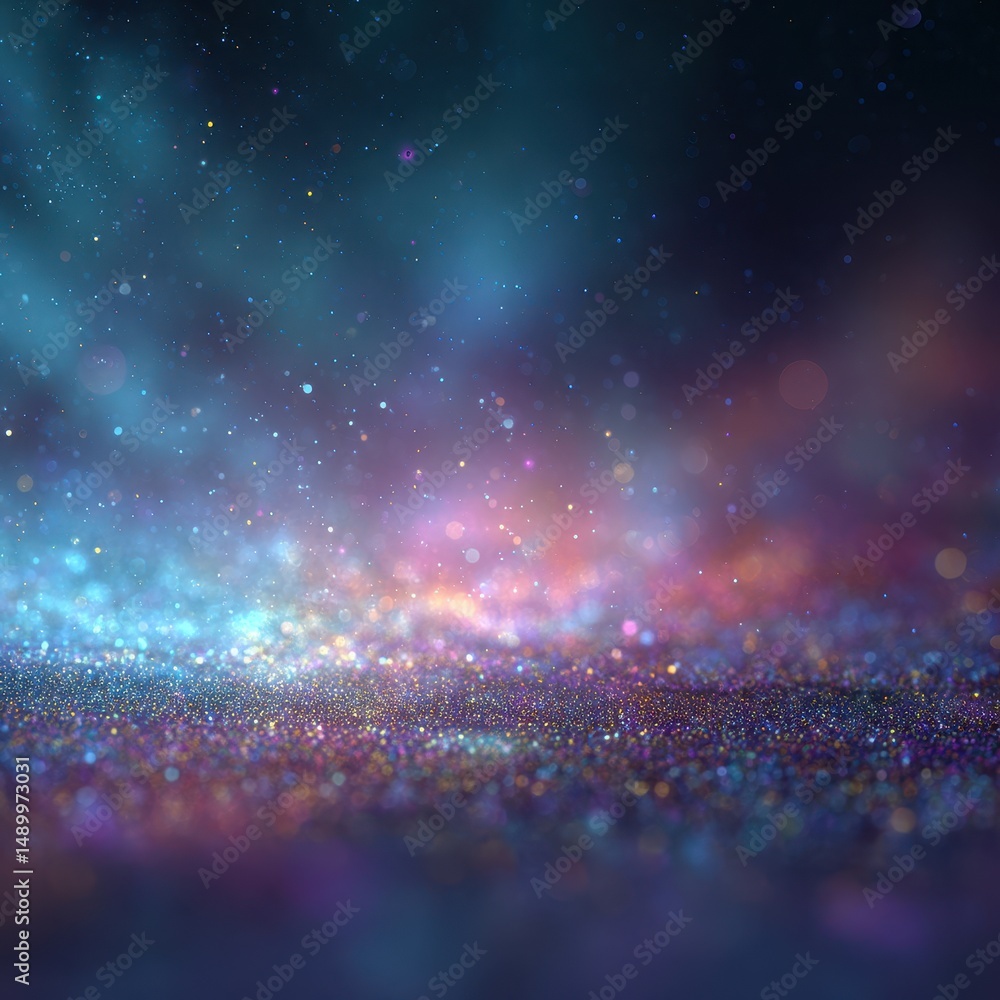 Poster abstract background with shimmering particles in soft focus, creating a dreamy and ethereal atmosphe