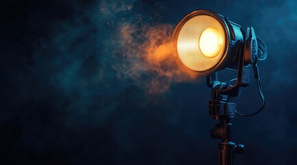 Studio spotlight illuminating smoky backdrop