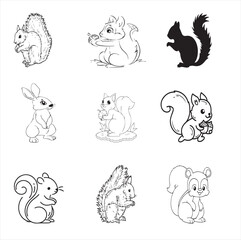 set of squirrel  vector animals