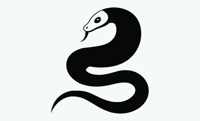 Snake silhouette, Curved snake, Reptile icon
