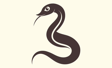 Snake silhouette, Curved snake, Reptile icon
