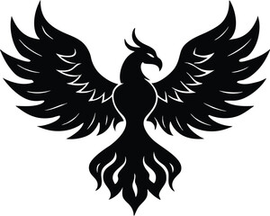 Phoenix Rising from Fire Rebirth Silhouette