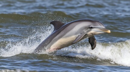 Fototapeta premium Dolphin leaping in ocean waves