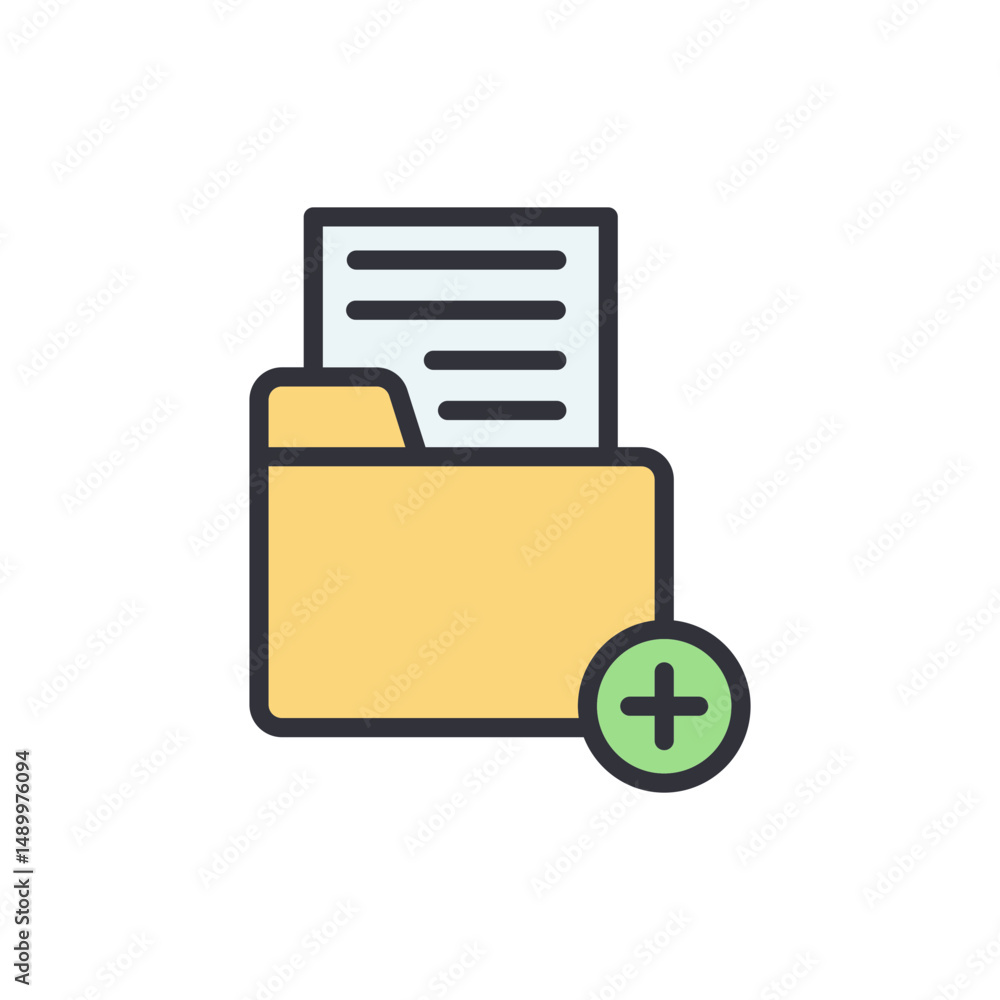 Poster Add New File Into Folder Document Icon With A Plus Symbol