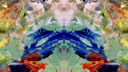 Fototapeta premium Abstract art background . Hand painting artwork on canvas .