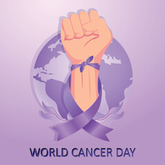 World cancer day concept. Flat vector template style Suitable for Web Landing