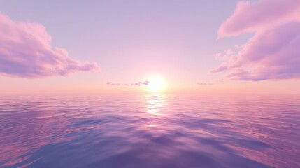 Fototapeta premium Pink sunset over calm ocean; peaceful background; website design