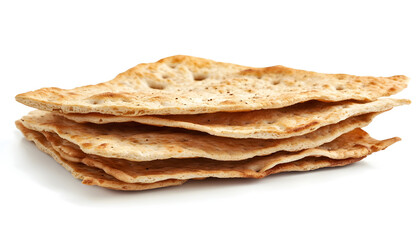 Tasty matzos on white background. Passover (Pesach) celebration