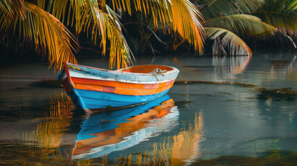 Colorful small boat in tropical paradise