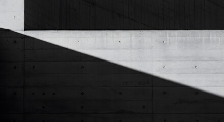 Shadow Play in Concrete: An abstract composition featuring dramatic interplay of light and shadow across textured concrete surfaces.