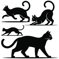 black silhouettes of cats vector