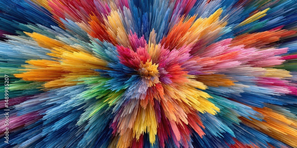 Poster vibrant explosion of colorful rays and streaks creating a dynamic abstract background for creative p