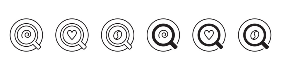 Coffee cup icons set isolated on transparent background. Coffee cup design. Love coffee vector illustration. Editable Stroke.