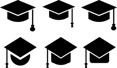 Graduation Cap Icons. Student hat with academic degree. university graduation ceremony concept.  success achievement education