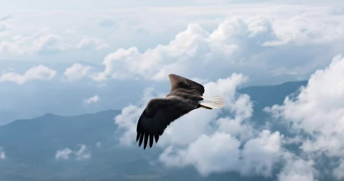 An aerial view of an eagleon the sky