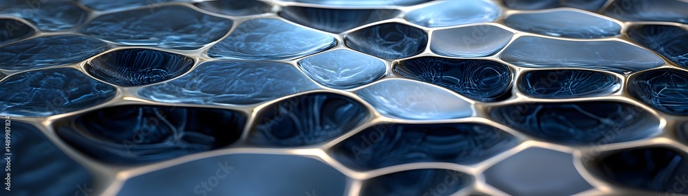 Poster detailed close-up view of a cellular structure.