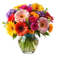 Obraz premium Vibrant Gerbera Daisy Bouquet Stunning Flower Arrangement isolated on transparent background