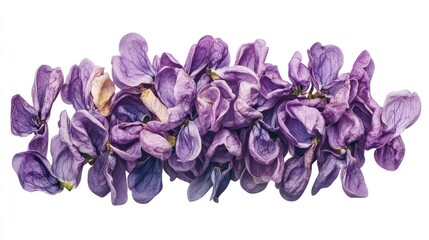 Obraz premium Dried purple flower petals arranged on a white background.