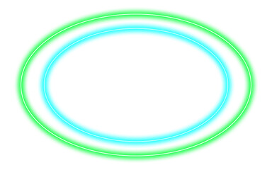 Glowing Green and Cyan Neon Double Oval with Transparent Background PNG