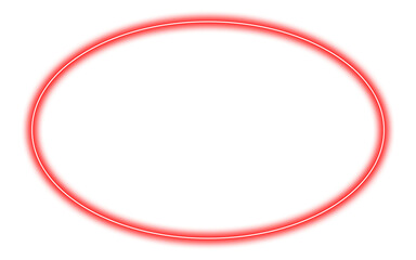 Glowing Red Neon Oval Frame with Transparent Background PNG, Vibrant Neon Red Oval for Modern Designs