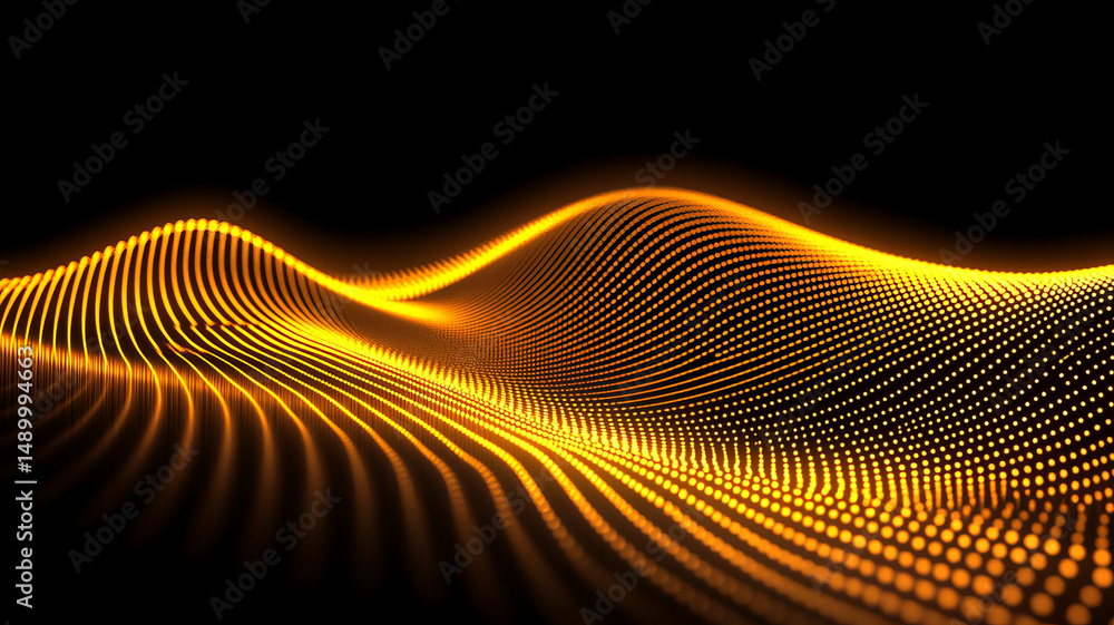 Poster glowing wave patterns create mesmerizing visual effect with vibrant orange tones