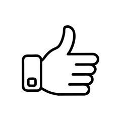 Line drawing of a hand giving a thumbs up gesture in black outline  
