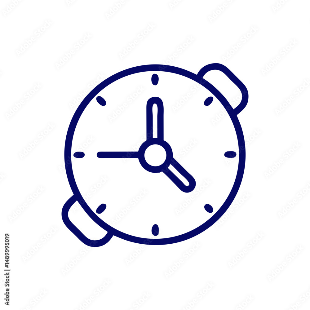 Poster simple clock illustration with blue outline displaying time