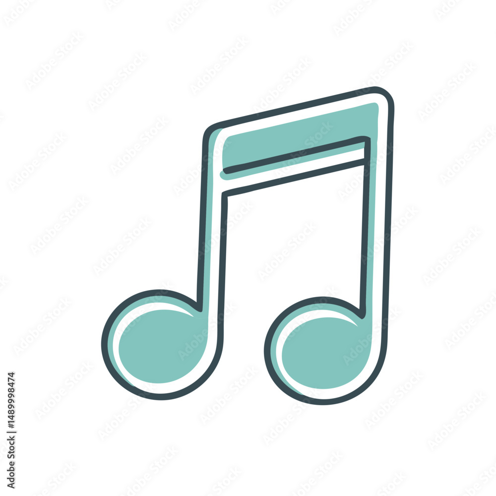 Poster music note icon in simple blue style representing sound concept