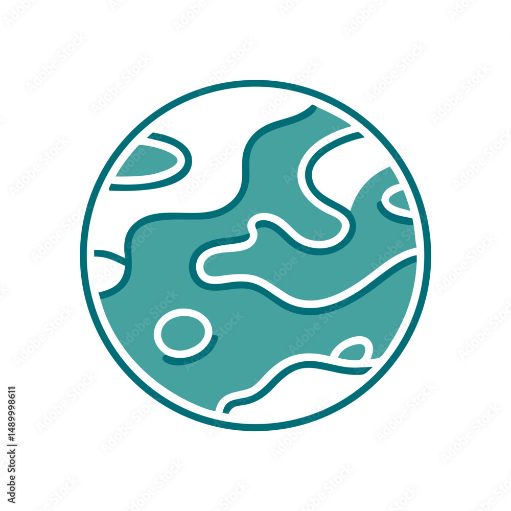 Poster artistic depiction of a planet with abstract wavy patterns