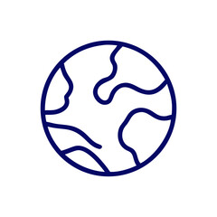 Fototapeta premium Outline of a planet with abstract geographical features in blue 