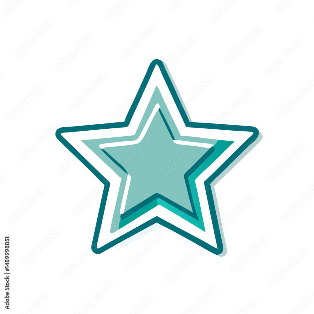 Poster star icon in teal color with layered design and minimalist style
