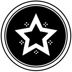 Fototapeta premium Star emblem in circular design with contrasting black and white 