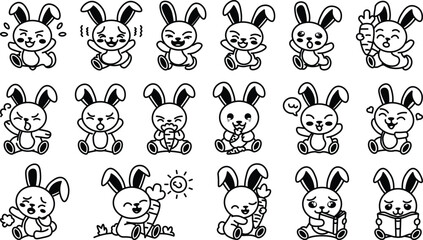 character cartoon rabbit vector outline © Lamul