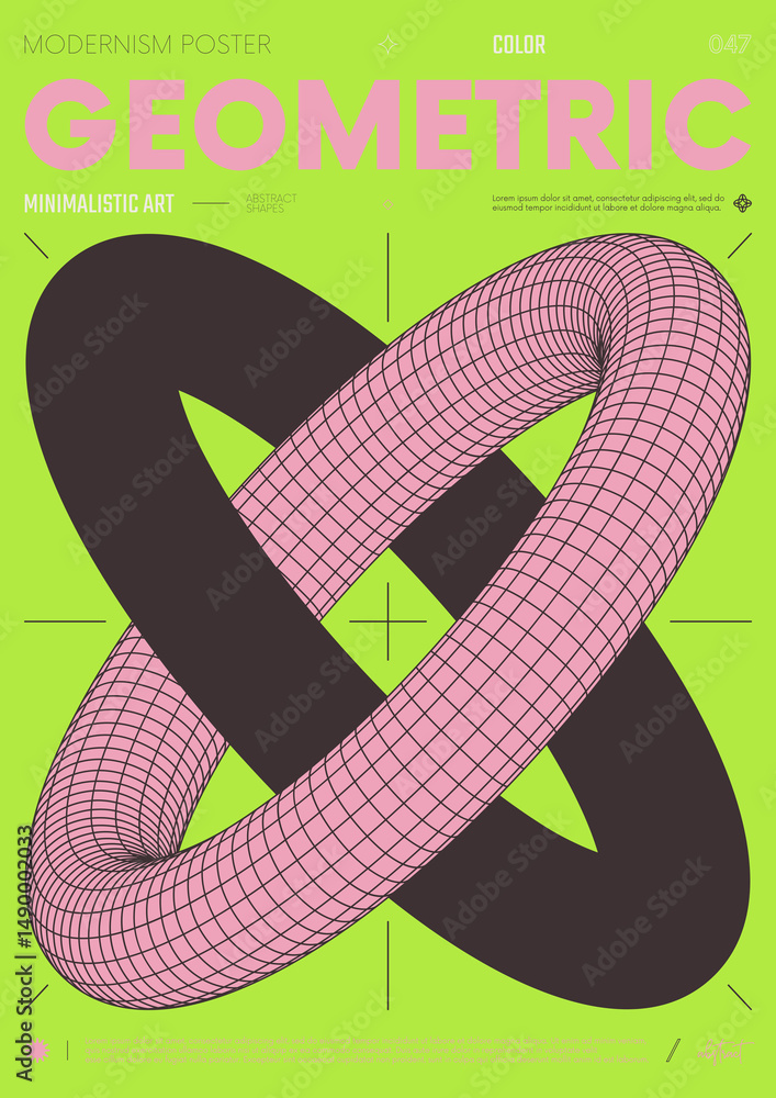 Aufkleber modern abstract poster, raster version of high quality and resolution, artwork with geometric postmo