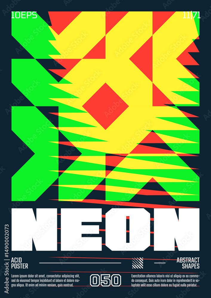 Aufkleber modern abstract poster, raster version of high quality and resolution, artwork with geometric postmo