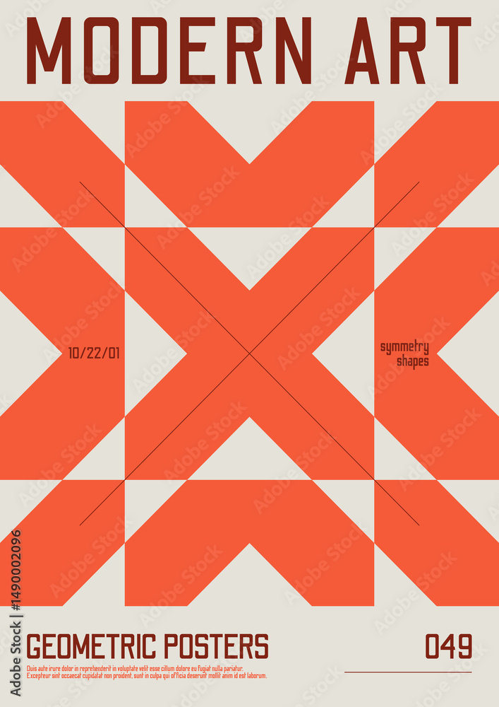Aufkleber modern abstract poster, raster version of high quality and resolution, artwork with geometric postmo