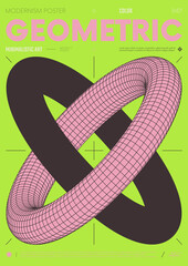 Plakat Modern abstract poster, Raster version of high quality and resolution, artwork with geometric postmodern shapes in brutalism aesthetics, minimalistic trendy bold composition, A4 futuristic graphic 47