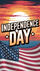 Independence day poster, United states of America holiday celebration, mobile vertical format