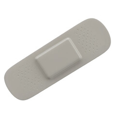 A single, light beige adhesive bandage isolated on a black background. 3D icon, plastic illustration style on transparent or white background