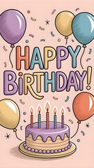 Happy birthday greetings, mobile vertical format