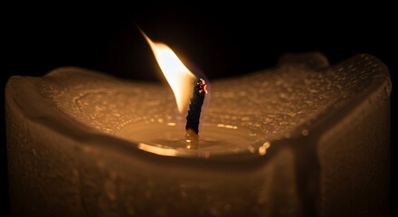 A Moment of Tranquility: A Close-Up of a Burning Candle
