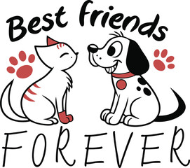 Naklejka premium BEST FRIENDS FOREVER Typography Tshirt Design print Ready file download 
