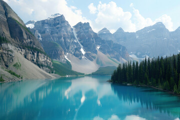 Turquoise mountain lake scenic landscape