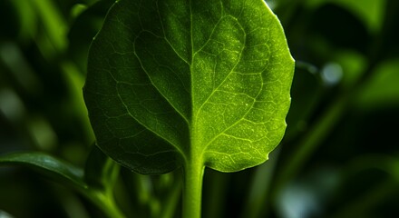A Close-Up View of a Vibrant Green Leaf, Displaying Intricate Veins and Textures