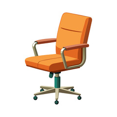 Orange Office Chair with Armrests and Wheels